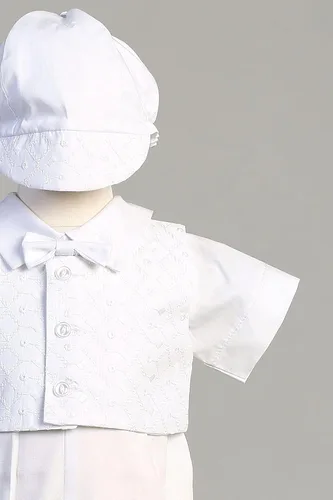 Vista 2 de Trajes de bautismo para niños, traje de bautizo, ropa de algodón bautismal, ropa de bautizo para niños