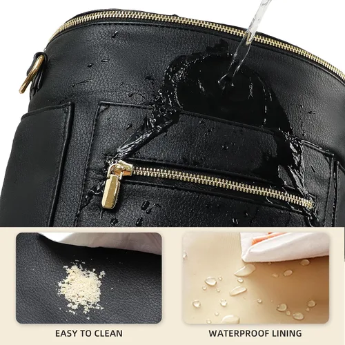 Vista 6 de miss fong Pequeña bolsa de pañales mini bolsa de pañales, mochila de cuero para pañales con 14 bolsillos, bolsillos aislados y correa para el hombro