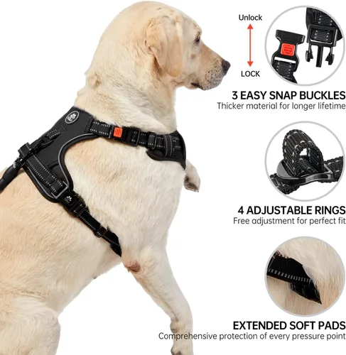 Vista 4 de NESTROAD Arnés para Perro Sin Tirones, Arnés de Chaleco para Perro Oxford Ajustable con Correa, Arnés Reflectante Sin Ahogo para Mascotas con Mango