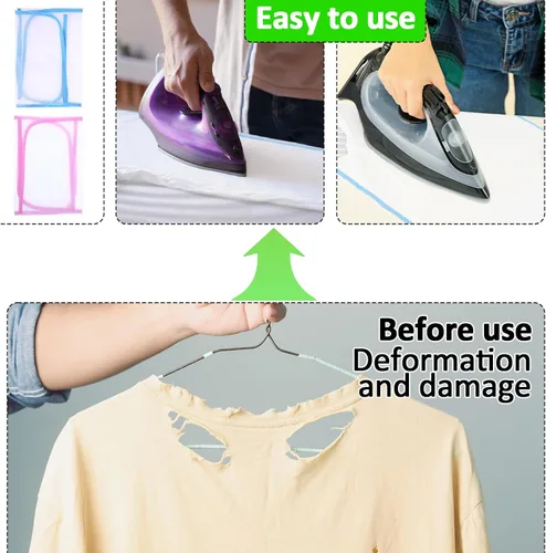 Vista 12 de Paquete de 2 protectores de malla abrasiva para planchar, protector de planchado que ahorra quemadura, paño de planchado para proteger la ropa