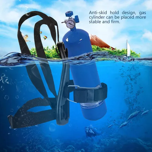 Vista 5 de Correa de tanque de buceo ajustable, diseño antideslizante estable para soporte seguro de botella de oxígeno, accesorio de buceo duradero