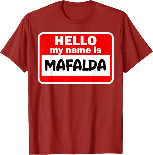Vista 16 de Mafalda Hello Hi My Name Is Camiseta con nombre en camiseta personalizada, Negro
