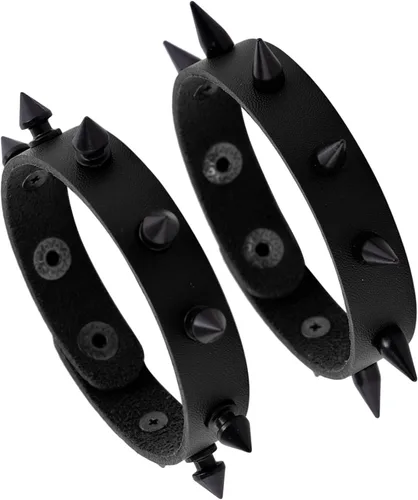 Vista 9 de MILAKOO Pulsera de cuero punk para hombre, pulsera de cuero con espiga para mujer
