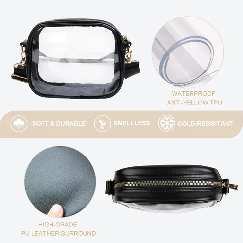 Vista 6 de TEBIEKOY Clear Purses for Women - Crossbody Small Bag, Stadium Approved, Sport Concerts