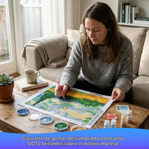 Vista 2 de Diamond Dotz Wheat Fields Van Gogh - Pintura de diamantes para adultos
