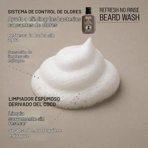 Vista 3 de Reuzel Refresh - Lavado de barba sin enjuague, para hombre, 6.8 fl oz