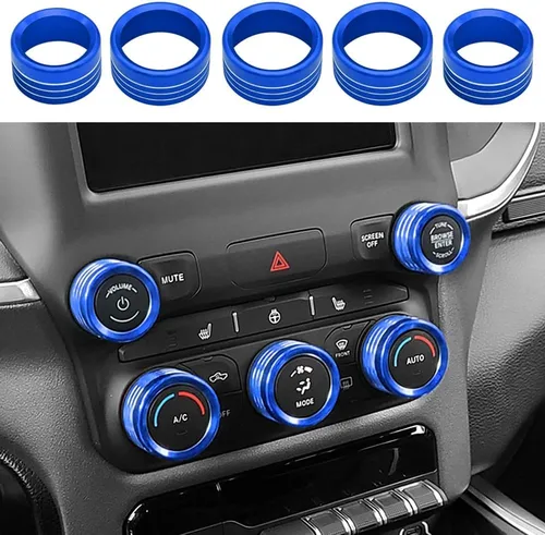 Vista 6 de Cubierta de perilla de radio de CA compatible con Dodge Ram 2019 2020 2021 aire acondicionado control de clima automático, interruptor