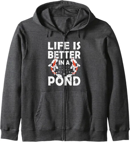 Vista 4 de Pond Koi Fish Food - Pond Fish Koi And Goldfish Fish Life Zip Hoodie