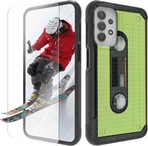 Vista 16 de Funda para Samsung Galaxy A13/A04/A04S/A23/A32 5G con protector de pantalla, parte trasera texturizada de policarbonato duro, diseño de flores