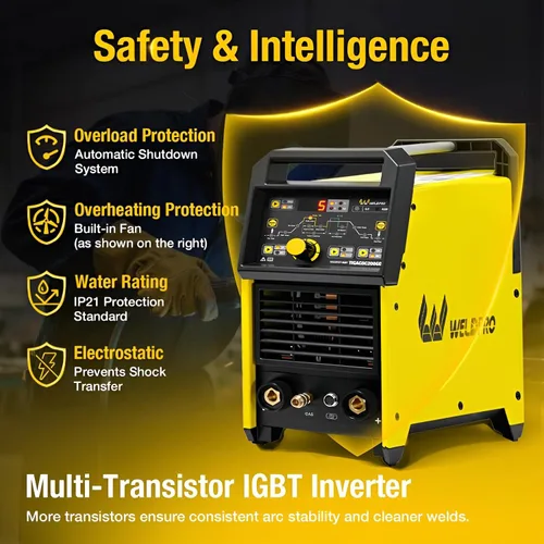 Vista 5 de Weldpro TIG Soldador AC/DC 200A con pulso, soldador TIG de aluminio 110V/220V con antorcha TIG AC TIG/DC TIG/AC PULSE TIG/DC PULSE TIG/Stick Máquina