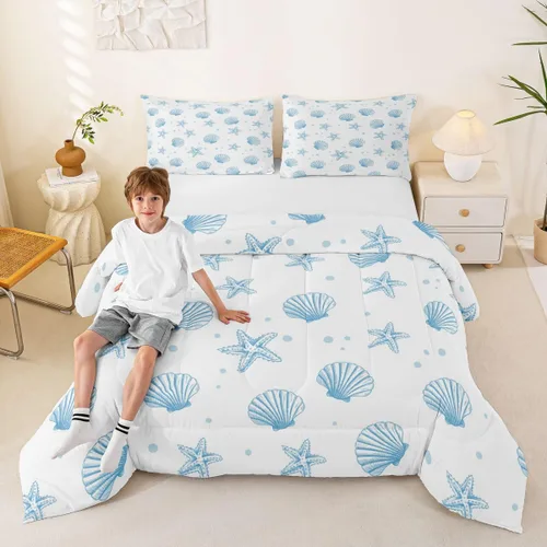 Vista 47 de Juego de edredón Lake Home Camper tamaño King, juego de ropa de cama náutica con ancla para niños, niñas, niños, adultos, decoración de dormitorio