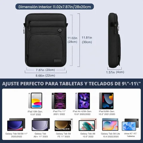 Vista 2 de MoKo Funda protectora para tablet de 9-11 pulgadas 360°, compatible con iPad Air M3 11, 5/4th 10.9, iPad A16 10/9/8/7th 10.2, iPadPro de 11 Negro