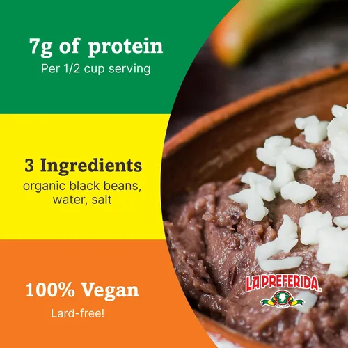 Vista 4 de La Preferida Frijoles Refritos Negro Orgánico, 15 oz (Paquete de 3)