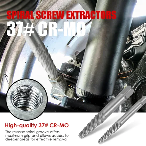 Vista 3 de Juego de 35 piezas de extractor de tornillos, broca de mano izquierda inversa de Cr-Mo 37# y 6542#, kit de extracción de tornillo Allen de múltiples