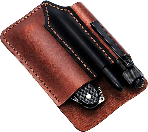 Vista 3 de Organizador de bolsillo de cuero hecho a mano, funda multiherramienta de accesorios de cuero EDC para hombres Cuero hecho a mano, transporte