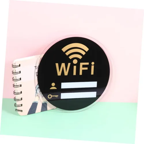 Vista 7 de STOBOK 3 unids pegatinas redondas oficina signo decoración oficina tablero para pared de oficina Wifi acrílico signo wifi contraseña signo