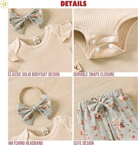 Vista 2 de Aalizzwell Conjunto de pantalones de canalé para bebés y niñas