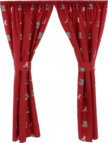 Vista 3 de College Covers Everything Comfy Alabama Crimson Tide - Juego de paneles de cortina, 2 paneles, 2 alzapaños a juego, 42 pulgadas de ancho por 63