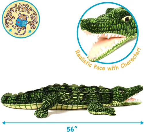 Vista 3 de TigerHart Kuwat El cocodrilo de agua salada – 56 pulgadas de largo grande de peluche de cocodrilo de peluche