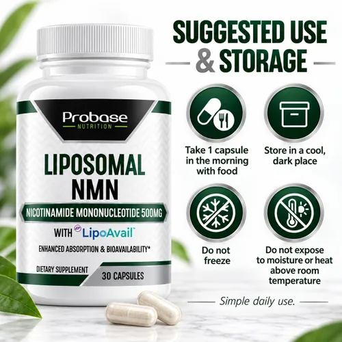 Vista 4 de Probase Nutrition NMN liposomal 500 mg, 30 cápsulas