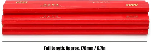 Vista 4 de 10 lápices de carpintero rojos, 6.693 in, octogonal plano, lápices de construcción dura, lápiz de plomo de madera, carpintero plano de madera