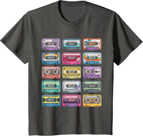 Vista 25 de Vintage Cassette Tapes Collection 80's 90's Music Mixtape T-Shirt Asphalt Grey