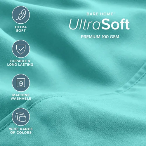 Vista 90 de Bare Home Sheet Set 1800 Ultra-Soft with 2 Pillowcases (Twin XL, Dark Blue)