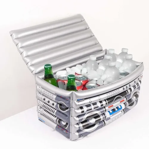Vista 5 de Efavormart - Enfriador de bebidas inflable con temática de los años 80, contenedor de bebidas para fiesta en la piscina, 24 x 12 pulgadas