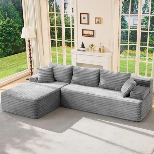Vista 65 de Hobestluk - Sofá modular sin hueso, sofá seccional en forma de L 96" Right Facing Chaise Black,Memory Foam,Removable Cover,Non-slip Bottom,No