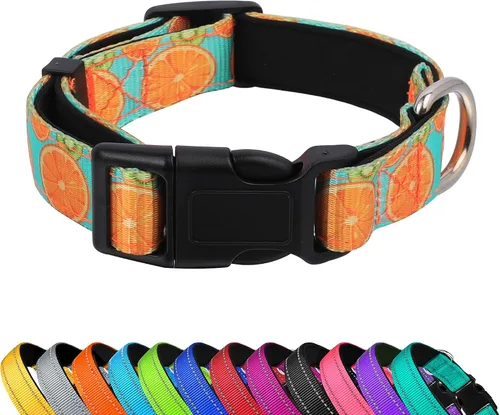Vista 8 de Collar reflectante para perro, ajustable de neopreno suave acolchado de nailon para mascotas con hebilla para cachorros y perros pequeños, gatos