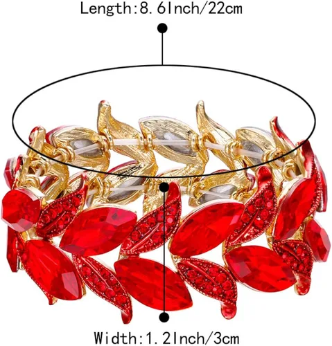 Vista 6 de BriLove Pulsera elástica con forma de marquesa de cristal para mujer, Cristal Metal