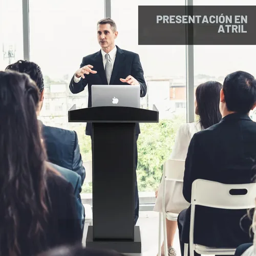Vista 2 de Soporte de podio para presentación de atril para aula de iglesia, púlpito con base pesada de madera, podio negro para conferencias, discurso de boda