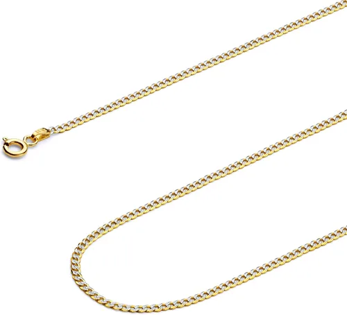 Vista 16 de Collar de cadena cóncava cubana cubana de 14 quilates, amarillo/blanco/oro de dos tonos, 0.551 in, 0.472 in, 0.374 in, 0.315 in, 0.276 in, 0.236 in
