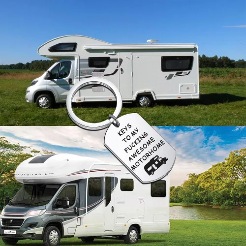 Vista 4 de TIIMG Llavero de autocaravana, llavero de acero inoxidable para autocaravana