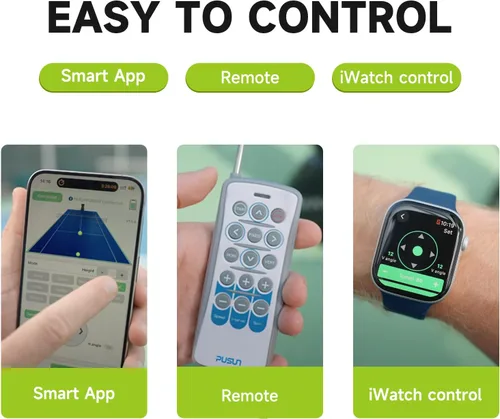 Vista 5 de PT-Smart Pro - Máquina de pelotas de tenis, lanzador de pelotas de tenis de pádel con control de aplicación/control remoto/iWatch, capacidad de 115