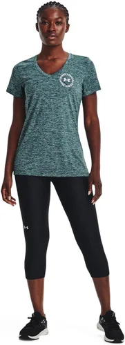Vista 4 de Under Armour - Camiseta Tech Twist Lc Crestv para mujer, Turmalina Verde AzuladoÓpalo VerdeBlanco (716)