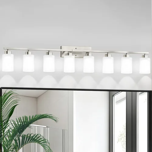Vista 25 de IZORRO Lámparas de baño, modernas luces de tocador, accesorios de iluminación de baño sobre espejo con pantalla de vidrio transparente, aplique