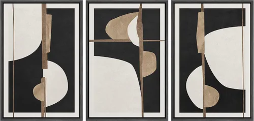 Vista 265 de SIGNFORD - Set de obras de arte en lienzo enmarcado para pared, ilustraciones abstractas de neblina del desierto en tonos neutros beige y marrón