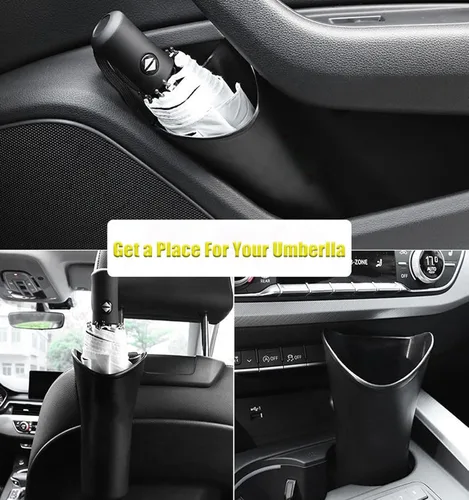 Vista 4 de PME Caja de almacenamiento multifunción para paraguas de coche, cubos de basura para asiento trasero, organizador colgante para reposacabezas