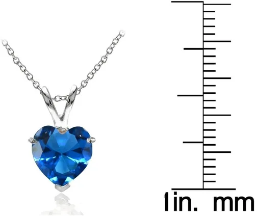 Vista 3 de Collar con colgante de corazón de plata esterlina con piedras preciosas simuladas de 0.276 in