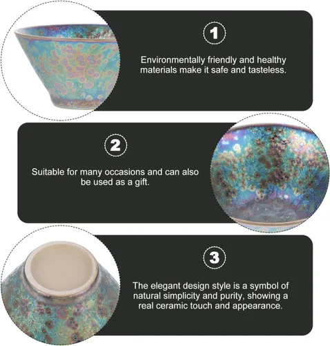 Vista 2 de LIFKOME Taza de té china hecha a mano Jian Ware JianZhan Taza de té china imitación de la dinastía tradicional de la canción JianZhan Temmoku Negro