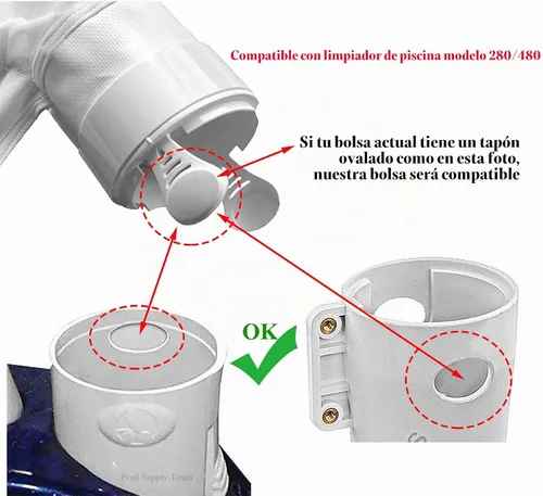 Vista 4 de ATIE. Bolsa de repuesto para limpiador de alberca Polaris 280, 480 K13, K16 – (2 unidades)