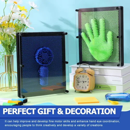 Vista 4 de Jenaai Paquete de 2 tableros de arte con pines 3D extra grandes de 10 x 8 pulgadas, tablero de arte de plástico sensorial, juguete sensorial
