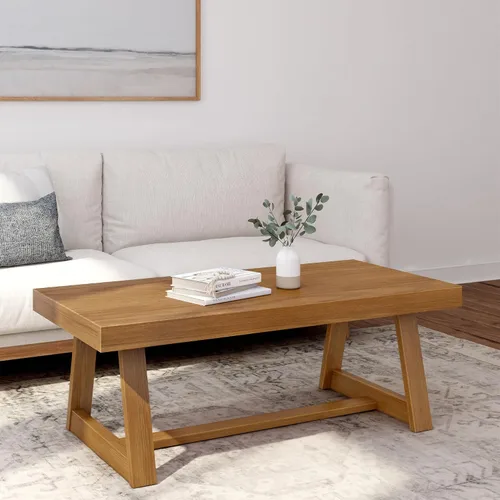 Vista 18 de Plank+Beam Mesa auxiliar rectangular clásica, mesa de centro de granja de 40 pulgadas, mini mesas centrales para espacios pequeños, mesa de té