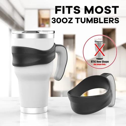 Vista 2 de Mango de vaso para vaso YETI Rambler, Rtic de 30 onzas, diseño anterior, Sic, OZARK TRAIL y más, sin BPA (solo asa) (negro)