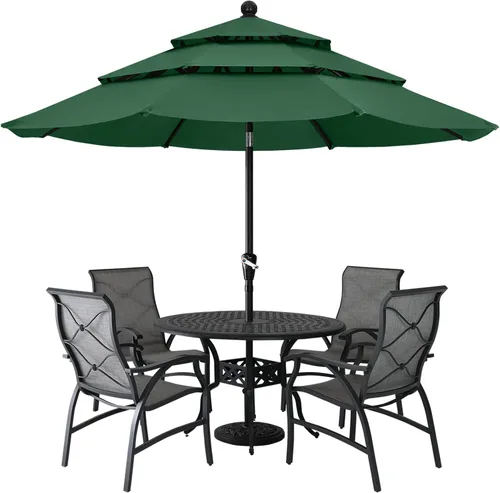 Vista 20 de ABCCANOPY Sombrilla solar de patio de 3 niveles de 11 pies, 32 luces LED Beige