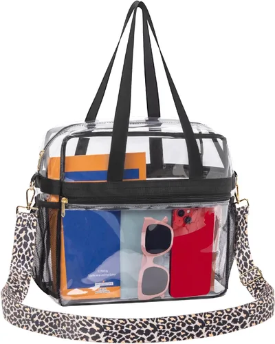 Vista 21 de Paxiland Clear Bag for Stadium Events, 12x6x12 inches Tote Bag with Detachable Reinforced Strap for Sports Concert and Work