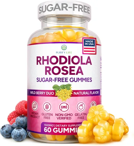 Vista 8 de Gomitas de Rhodiola Rosea sin azúcar (1500 mg/porción) Cortisol Detox y apoyo suprarrenal Rhodiola Rosea Suplemento para el estado de ánimo