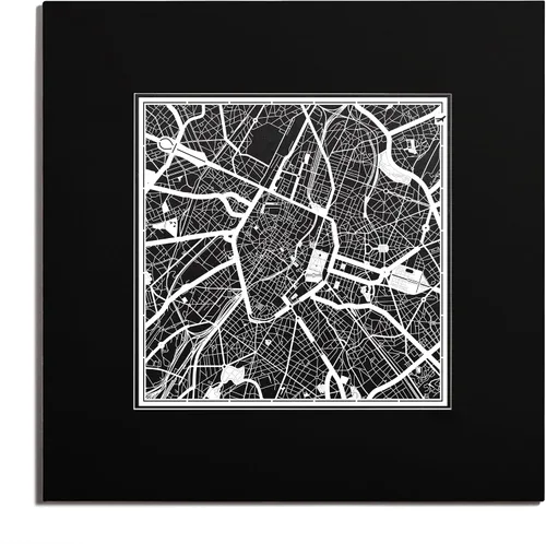 Vista 49 de O3 Design Studio Mapa de corte de papel de París, color negro mate, 20 x 20 pulgadas, arte en papel