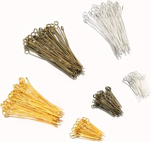 Vista 3 de BENBO - 1200 alfileres para la fabricación de joyas, 1200 unidades, 3 colores, alfileres de ojos abiertos, mezcla de hallazgos de joyería, bucles